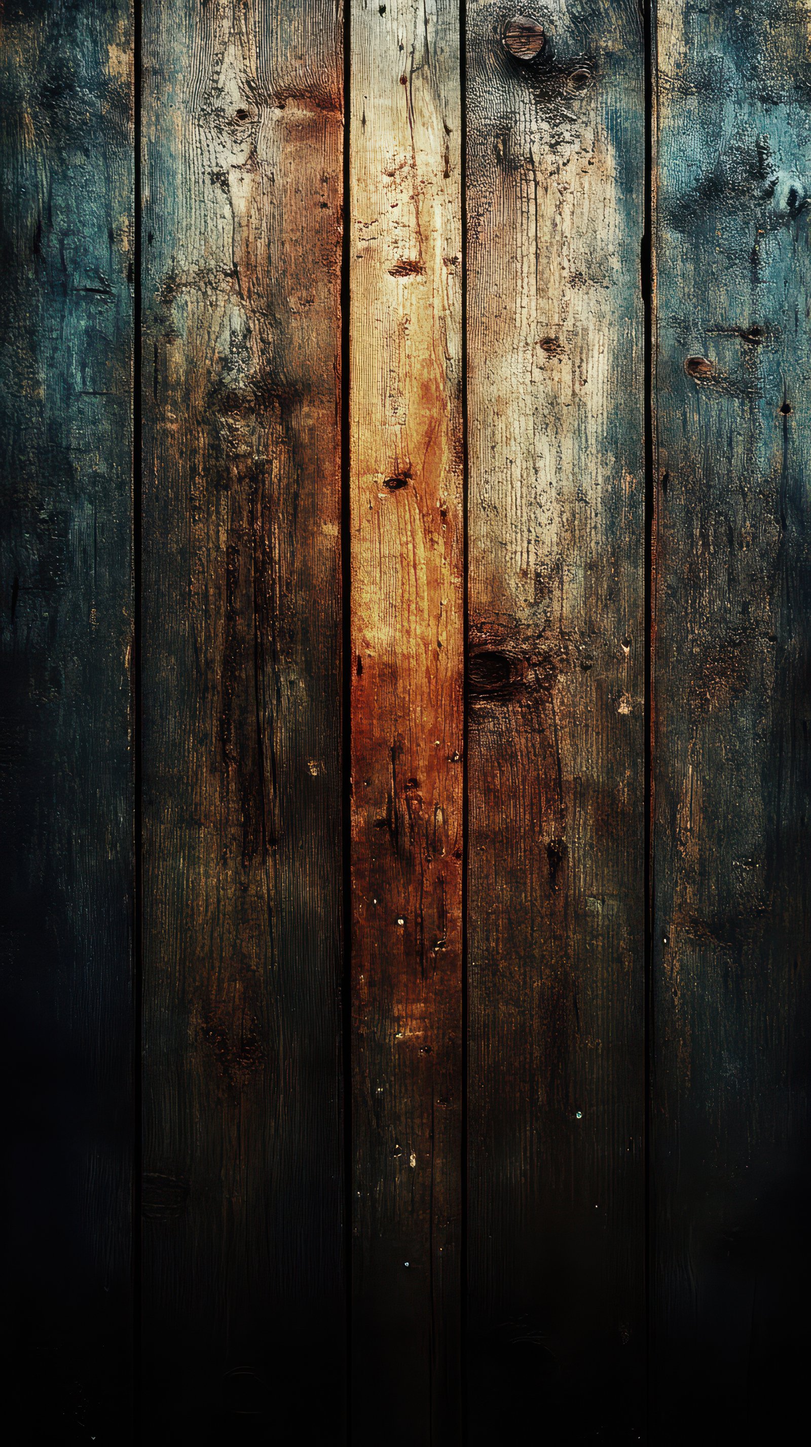 Wooden planks arranged in an artistic pattern with varied textures and colors reflecting a rustic charm and warmth